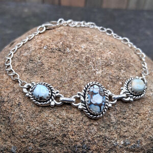 Sterling Silver Golden Hills Turquoise Bracelet Size 5-8 Southwestern Style